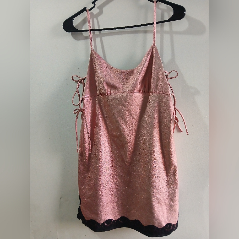 Anna Sui Pink Chemise with Black Lace